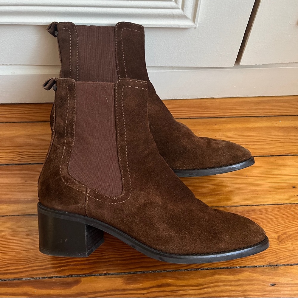 Aquatalia Suede Chelsea Boots in Brown